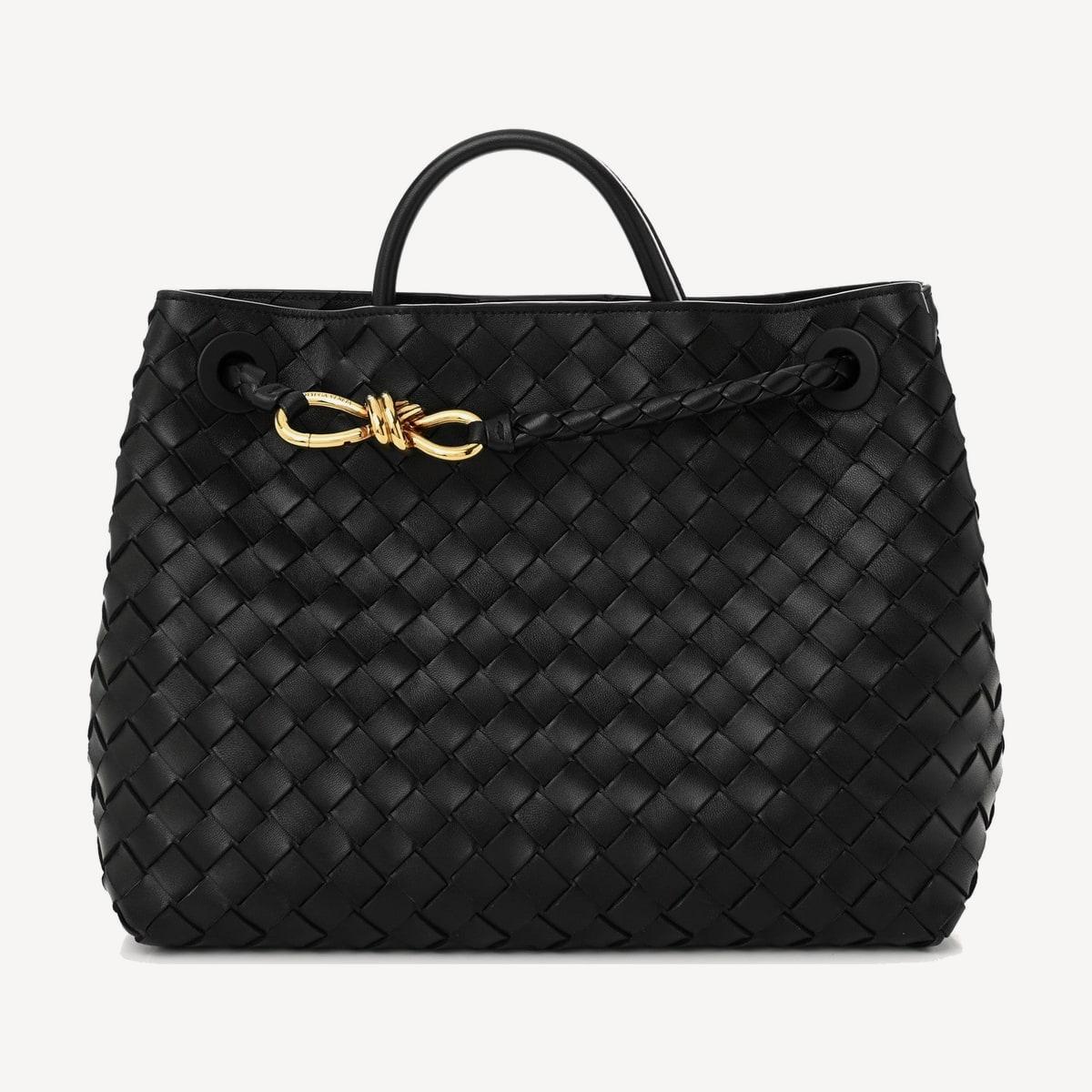 Bottega Veneta Andiamo in black intrecciato lambskin