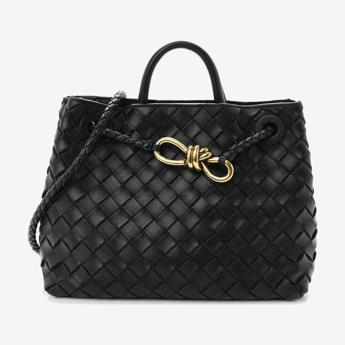 Bottega Veneta Small Andiamo in black intrecciato lambskin