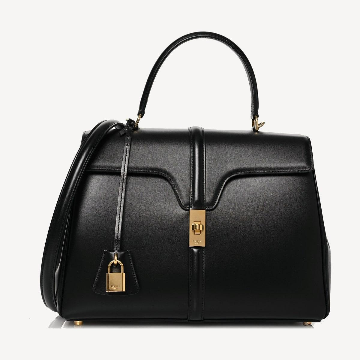 Celine 16 Classique in black satinated calfskin
