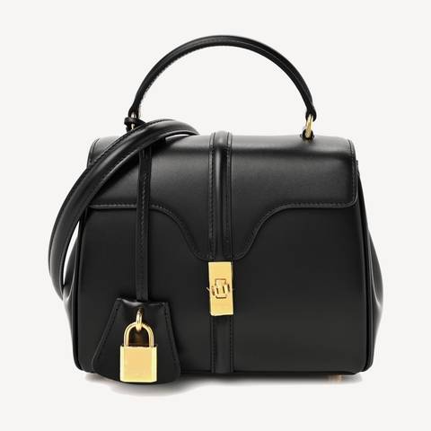Celine 16 Mini in black satinated calfskin