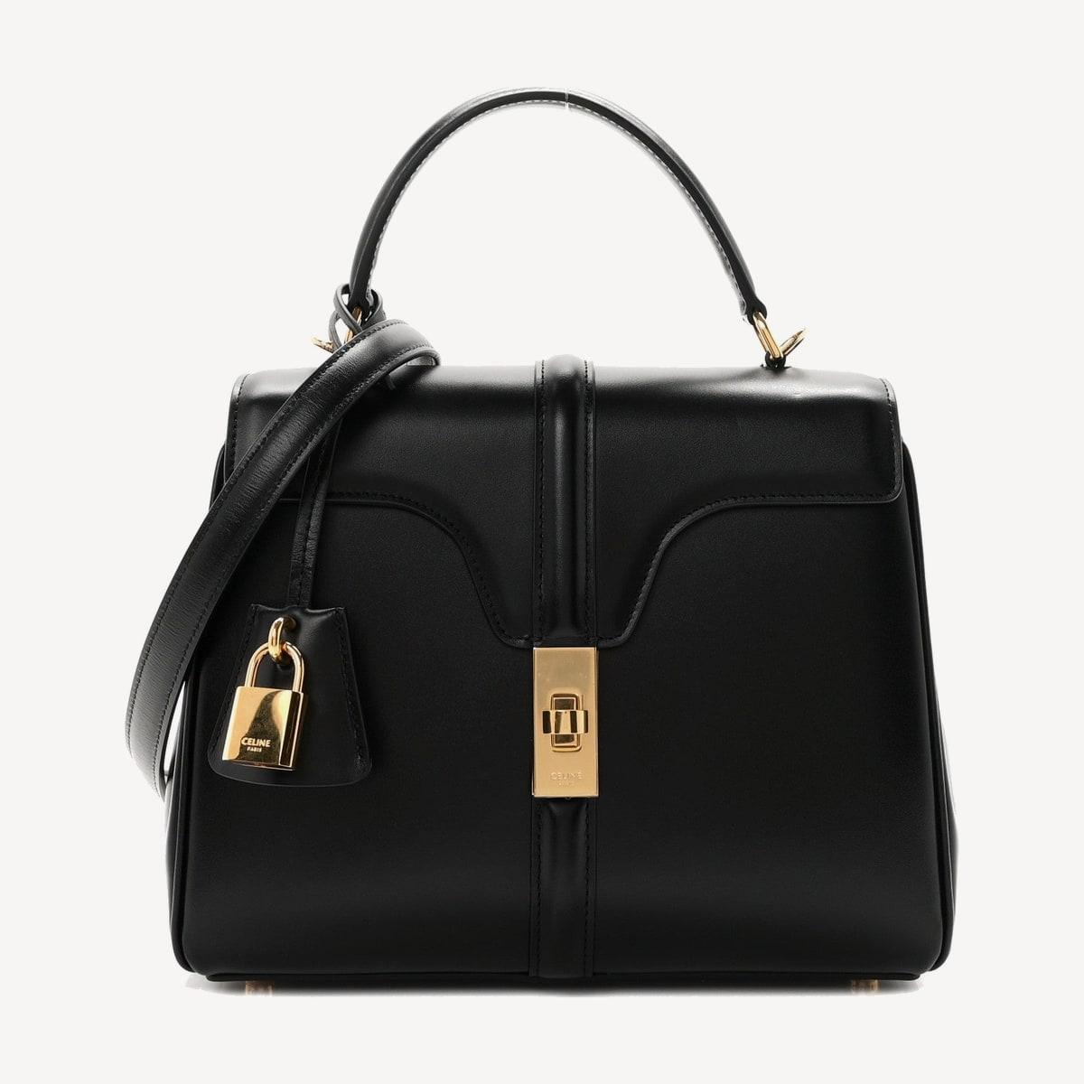 Celine 16 Small in black satinated calfskin