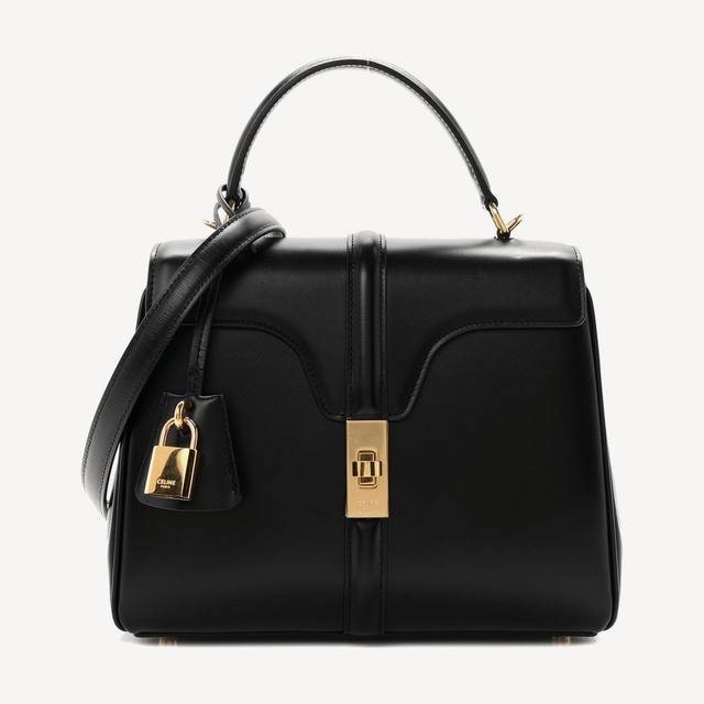 Celine 16 Small in black satinated calfskin