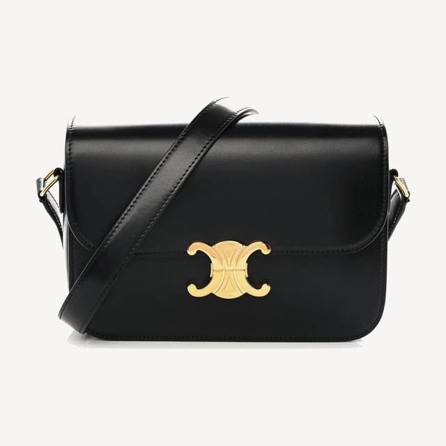 Celine Triomphe Medium in black shiny calfskin
