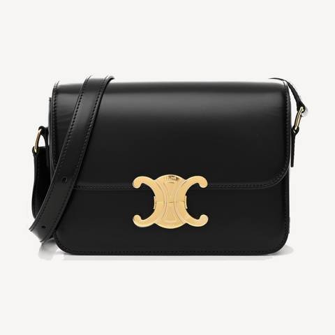 Celine Triomphe Teen in black shiny calfskin