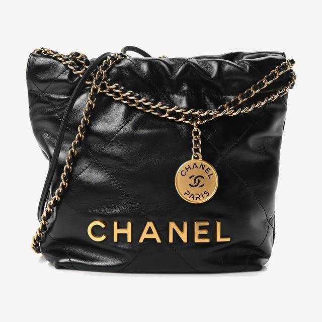 Chanel 22 Mini in black shiny calfskin with gold-tone metal