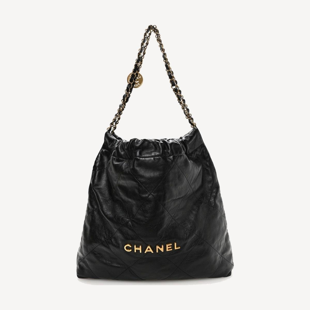 Chanel 22 Small in black shiny calfskin with gold-tone metal