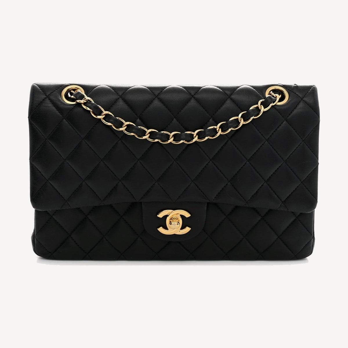 Chanel Classic Flap Medium in black quilted lambskin with gold-tone metal