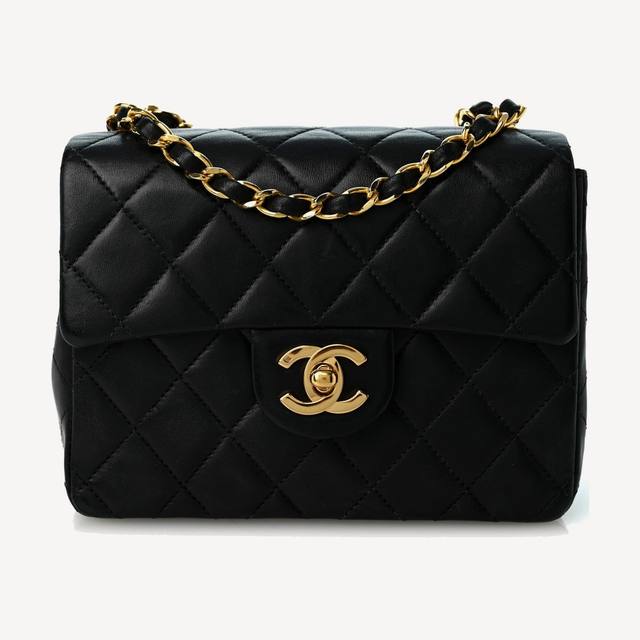 Chanel Classic Flap Square Mini in black quilted lambskin with gold-tone metal