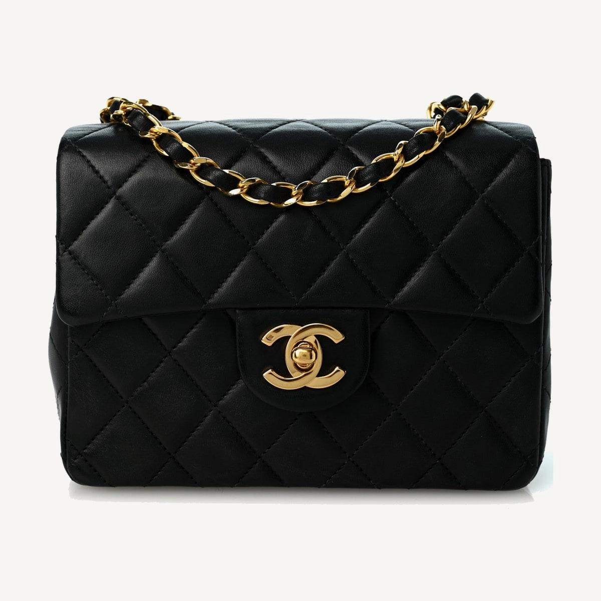 Chanel Classic Flap Square Mini in black quilted lambskin with gold-tone metal