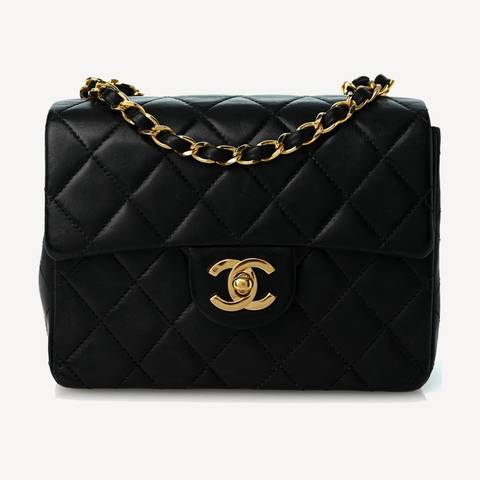 Chanel Classic Flap Square Mini in black quilted lambskin with gold-tone metal