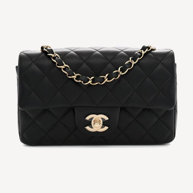 Chanel Classic Flap Rectangular Mini in black quilted lambskin with gold-tone metal