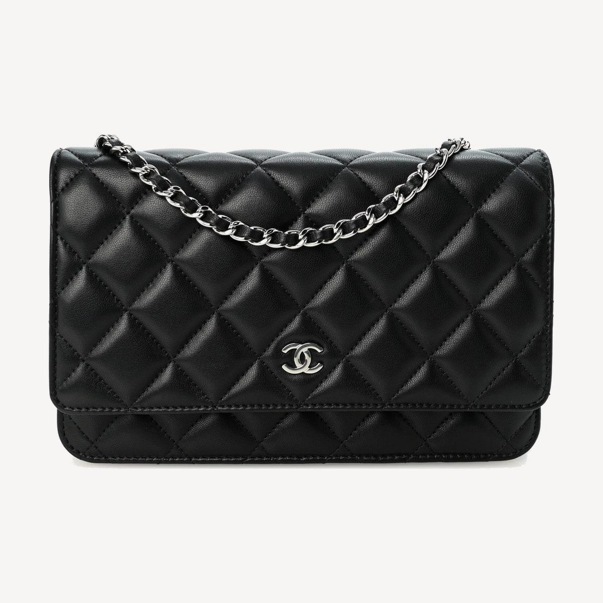 Chanel Wallet on Chain Classic in black lambskin with silver-tone metal