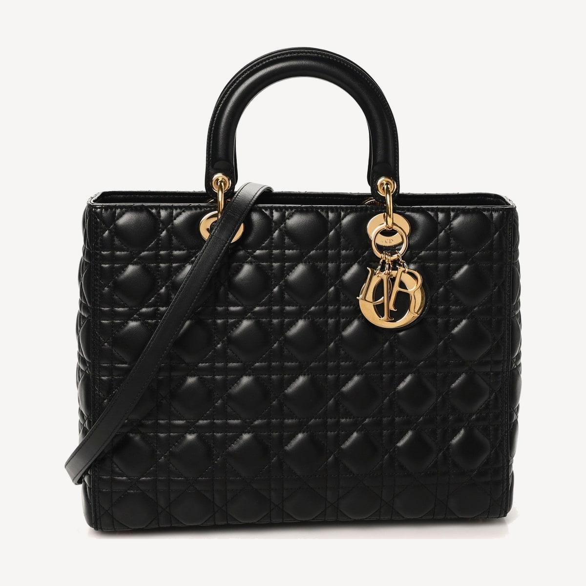 Dior Lady Dior Large in black Cannage lambskin