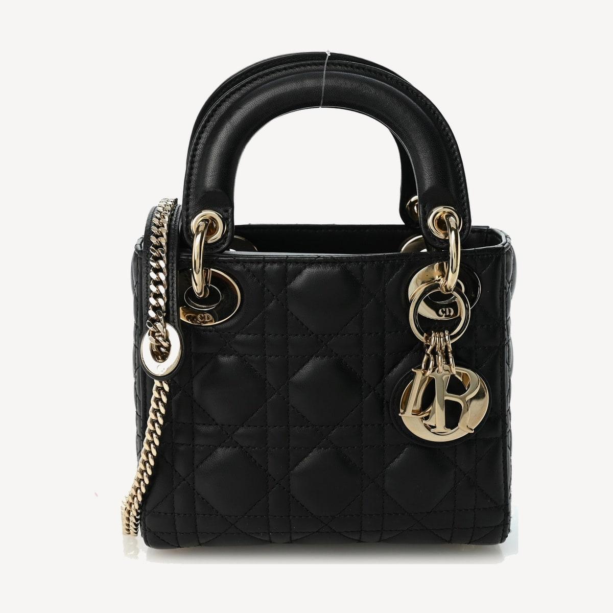 Dior Lady Dior Mini in black Cannage lambskin