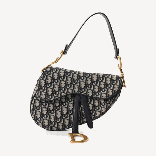 Dior Saddle bag in blue Dior Oblique embroidery