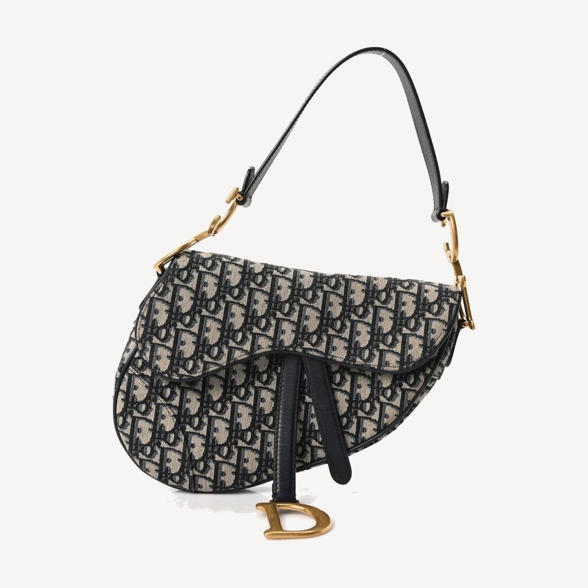Dior Saddle bag in blue Dior Oblique embroidery