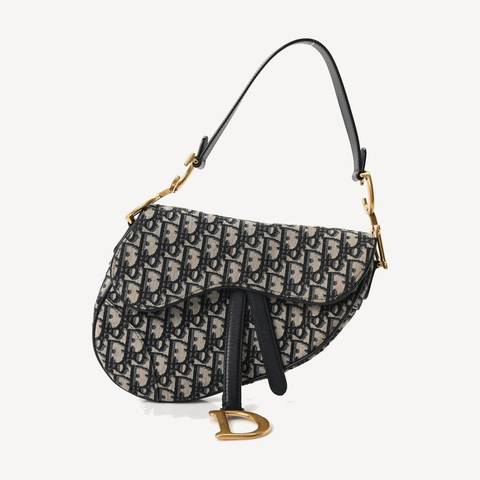 Dior Saddle bag in blue Dior Oblique embroidery