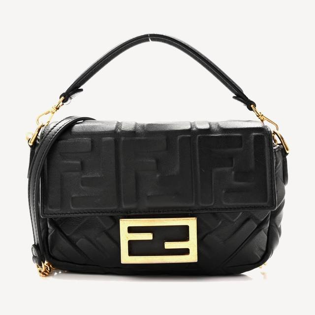 Fendi Baguette Mini in black FF embossed calfskin