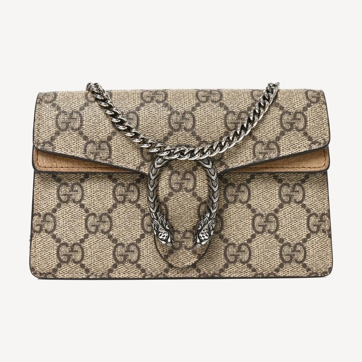 Gucci Dionysus Super Mini in beige and ebony GG Supreme canvas