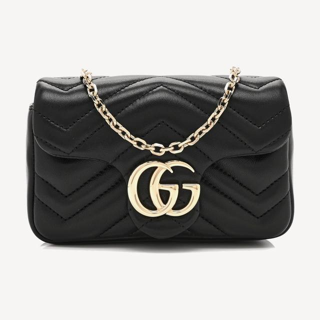 Gucci GG Marmont Small in black chevron matelassé lambskin