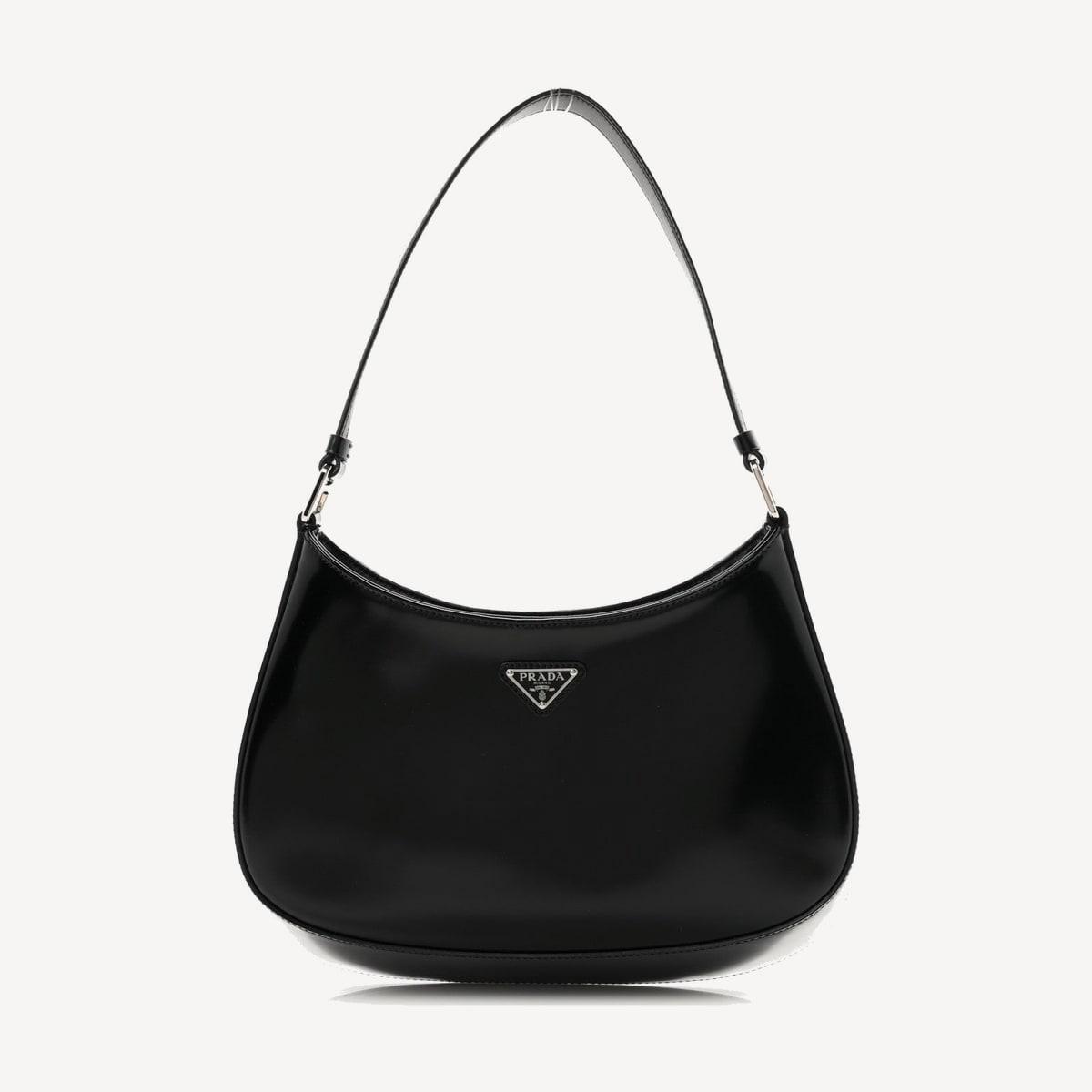 Prada Cleo Shoulder bag in black brushed leather