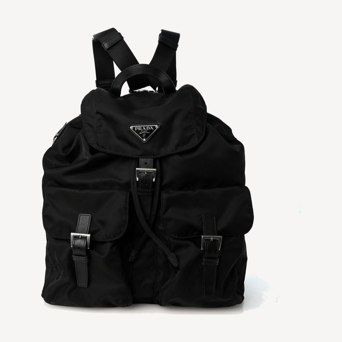 Prada Re-Nylon Backpack Medium in black Re-Nylon with Saffiano leather trim