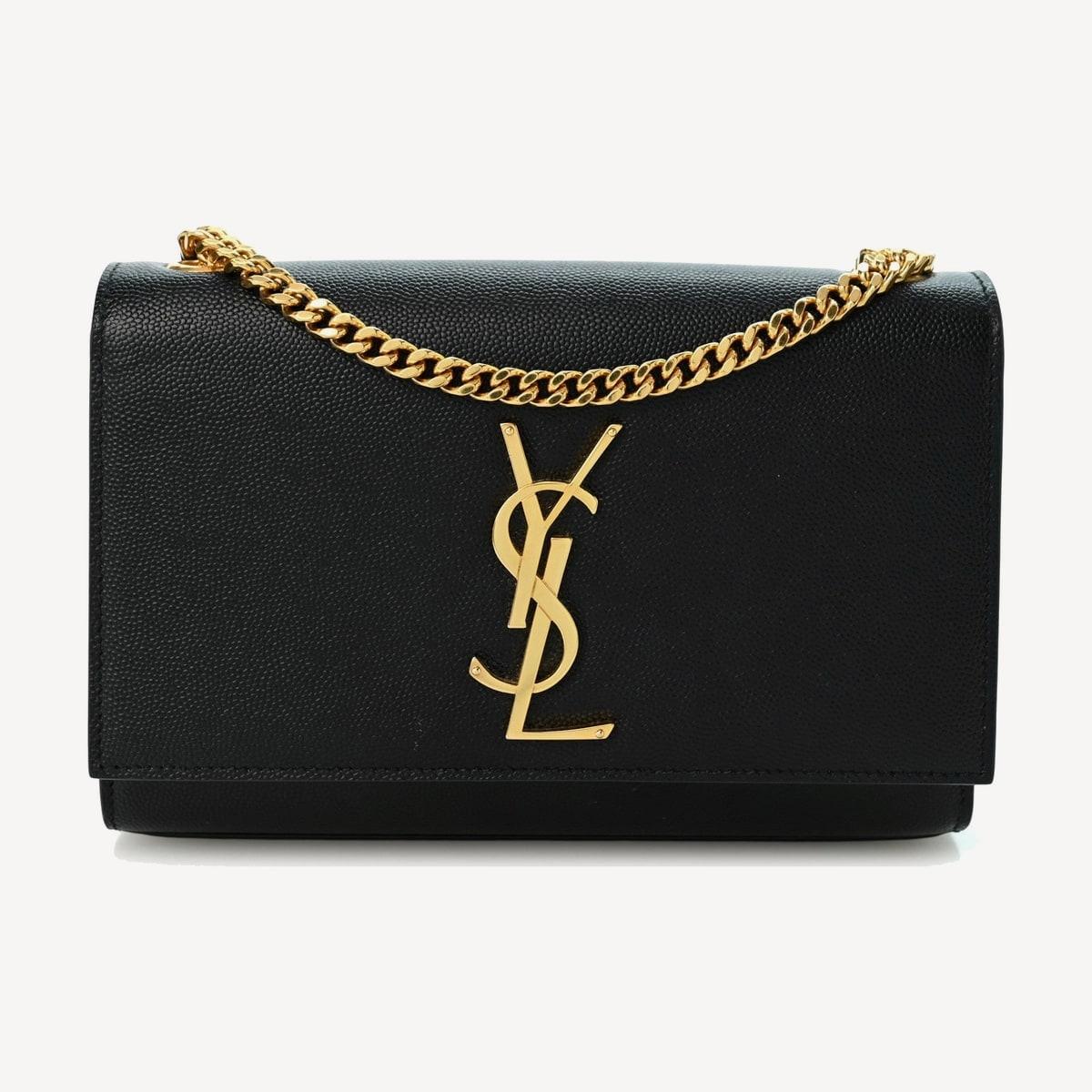 Saint Laurent Kate Small in black grain de poudre leather