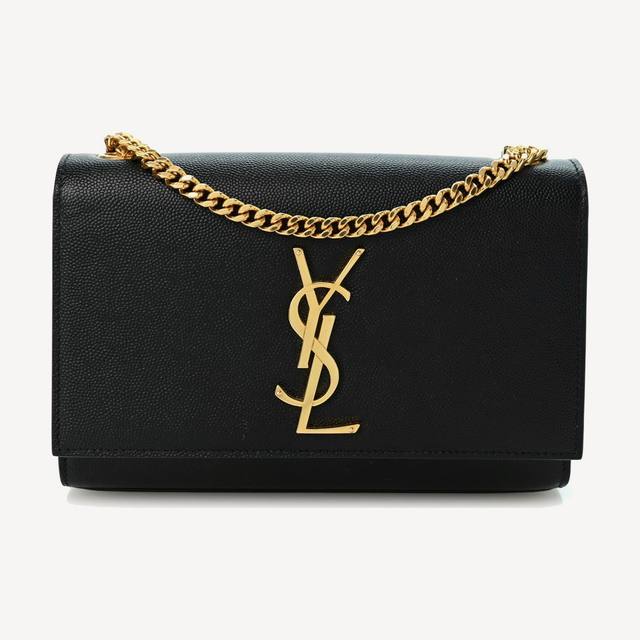 Saint Laurent Kate Small in black grain de poudre leather