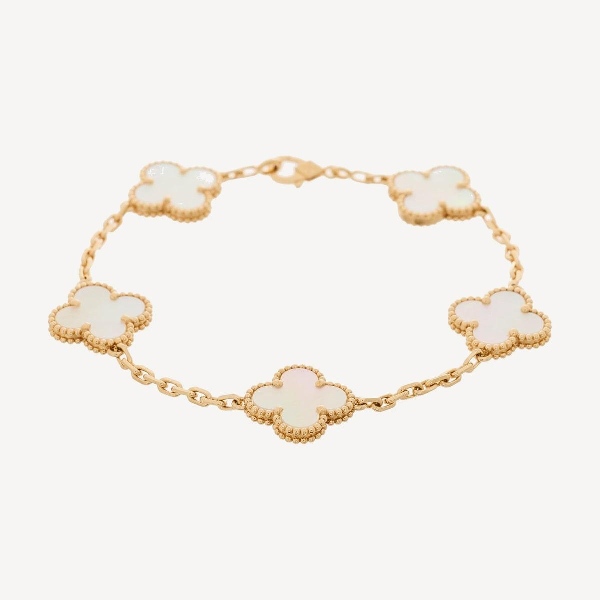 Van Cleef & Arpels Vintage Alhambra bracelet in yellow gold and mother-of-pearl